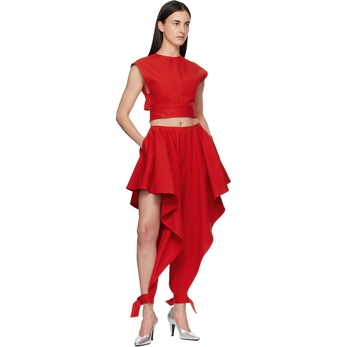 ALAÏA Orange Belted Cotton Top