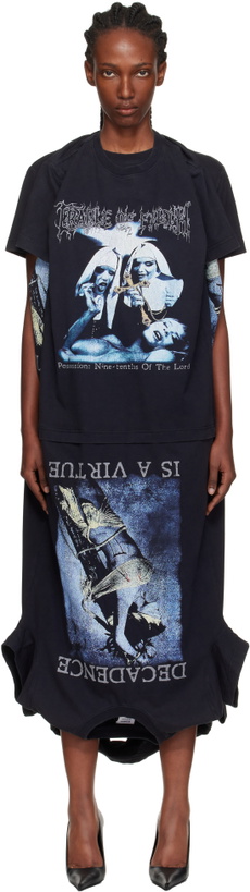 Photo: VETEMENTS Black Cradle of Filth Multi T-Shirt Maxi Dress
