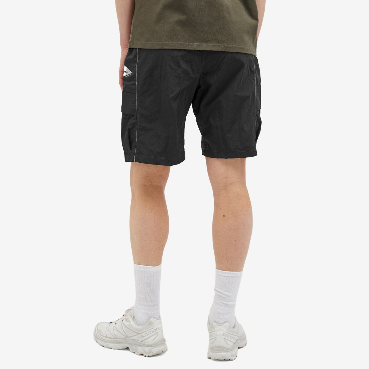 Gramicci Men's x And Wander Patchwork Wind Shorts in Black Gramicci