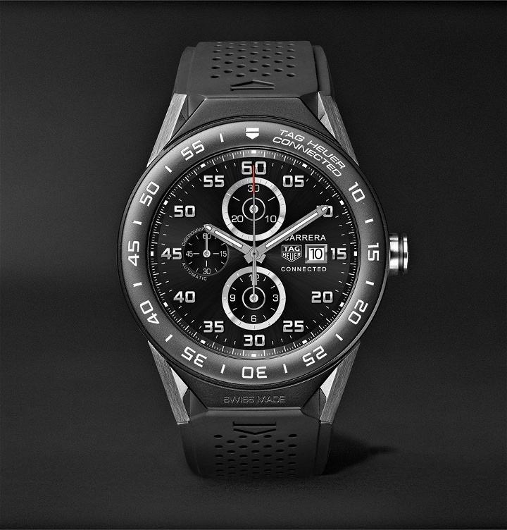 Photo: TAG Heuer - Connected Modular 45mm Titanium, Ceramic and Rubber Smart Watch - Men - Black