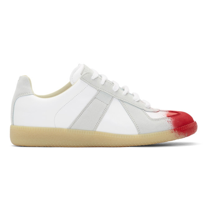 Photo: Maison Margiela White and Red Replica Sneakers
