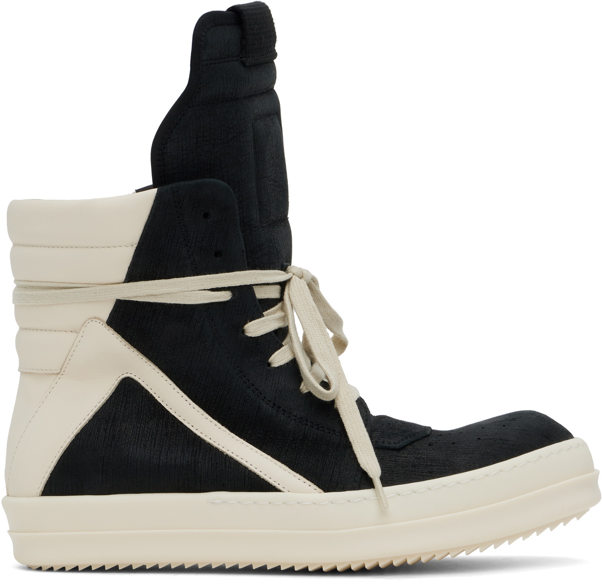 Black & Off-White Hollywood Geobasket Sneakers by Rick Owens on Sale