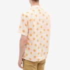 Beams Plus Men's Short Sleeve Italian Collar Shirt in Orange