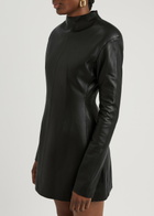Aexae High-neck Leather Mini Dress Black