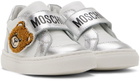 Moschino Baby White & Silver Teddy Velcro Sneakers