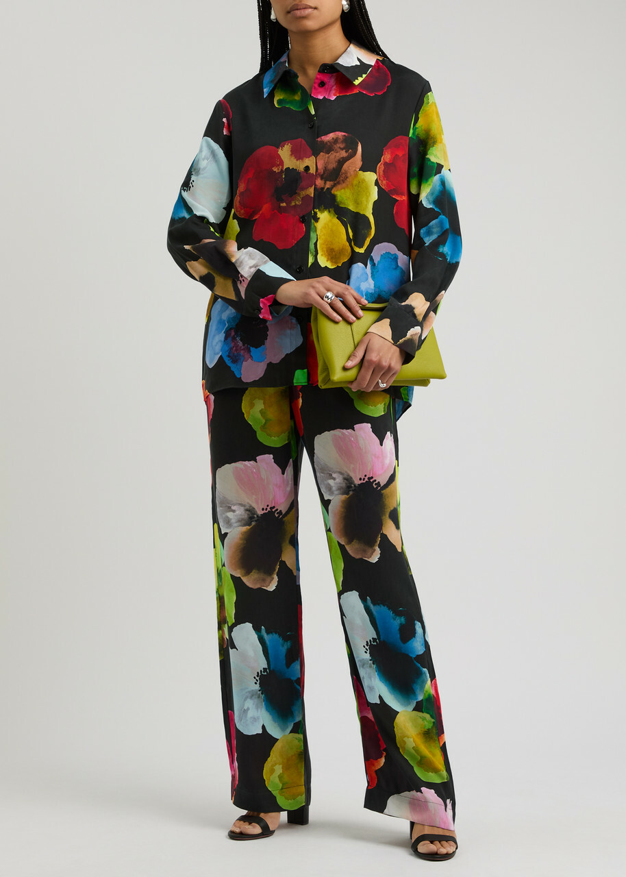 Stine Goya Floral-print Matte Satin Shirt Multicoloured 1