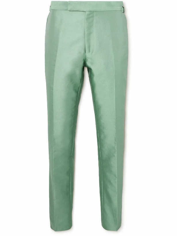 Photo: TOM FORD - Shelton Straight-Leg Cotton-Blend Suit Trousers - Green