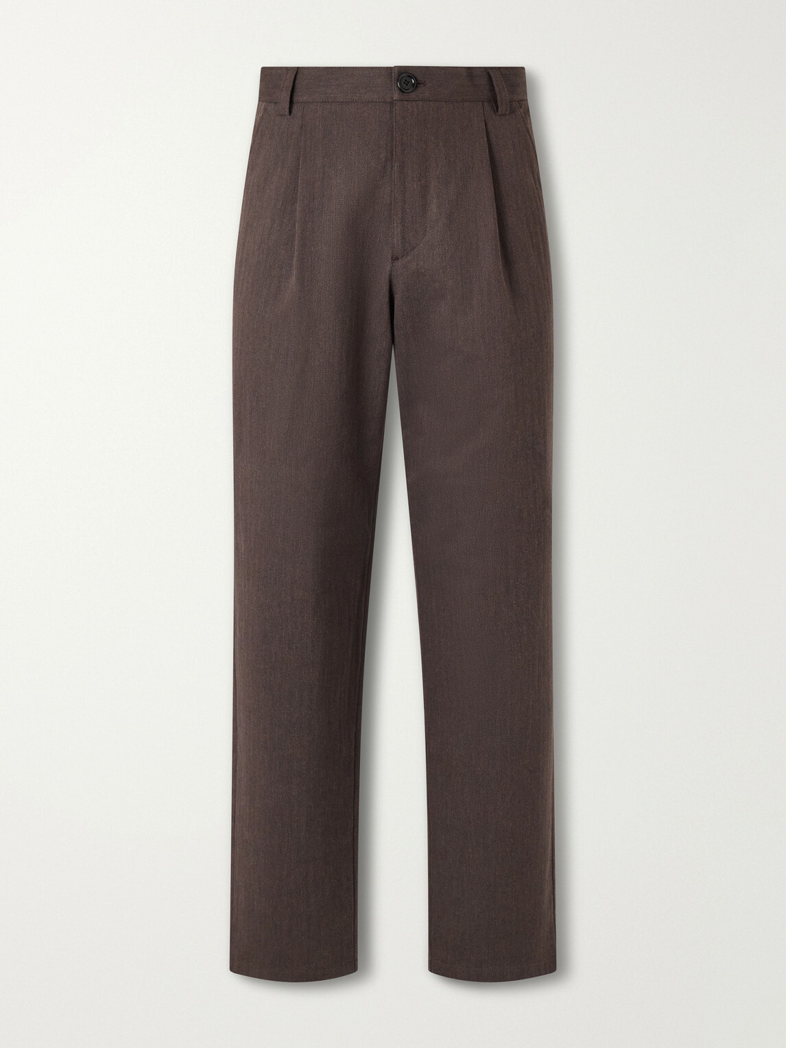 Oliver Spencer - Morton Straight-Leg Pleated Herringbone Stretch-Cotton Suit Trousers - Brown
