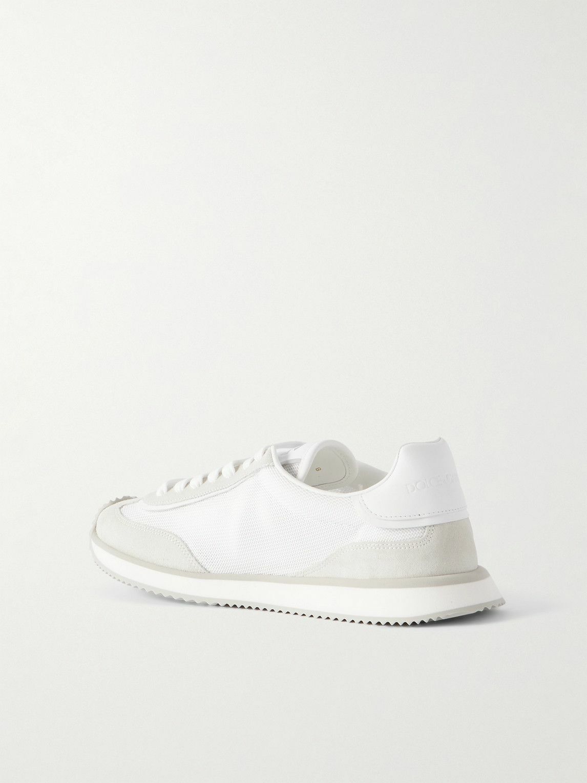 Dolce&Gabbana - Logo-Print Mesh, Leather and Suede Sneakers - White