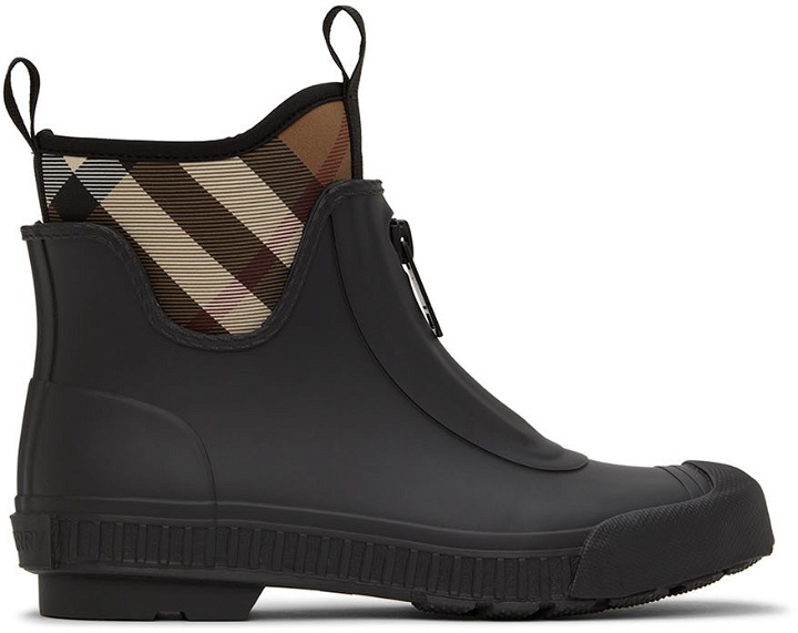 Photo: Burberry Black Rubber Check Chelsea Boots