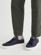 Brunello Cucinelli - Suede-Trimmed Leather Sneakers - Blue