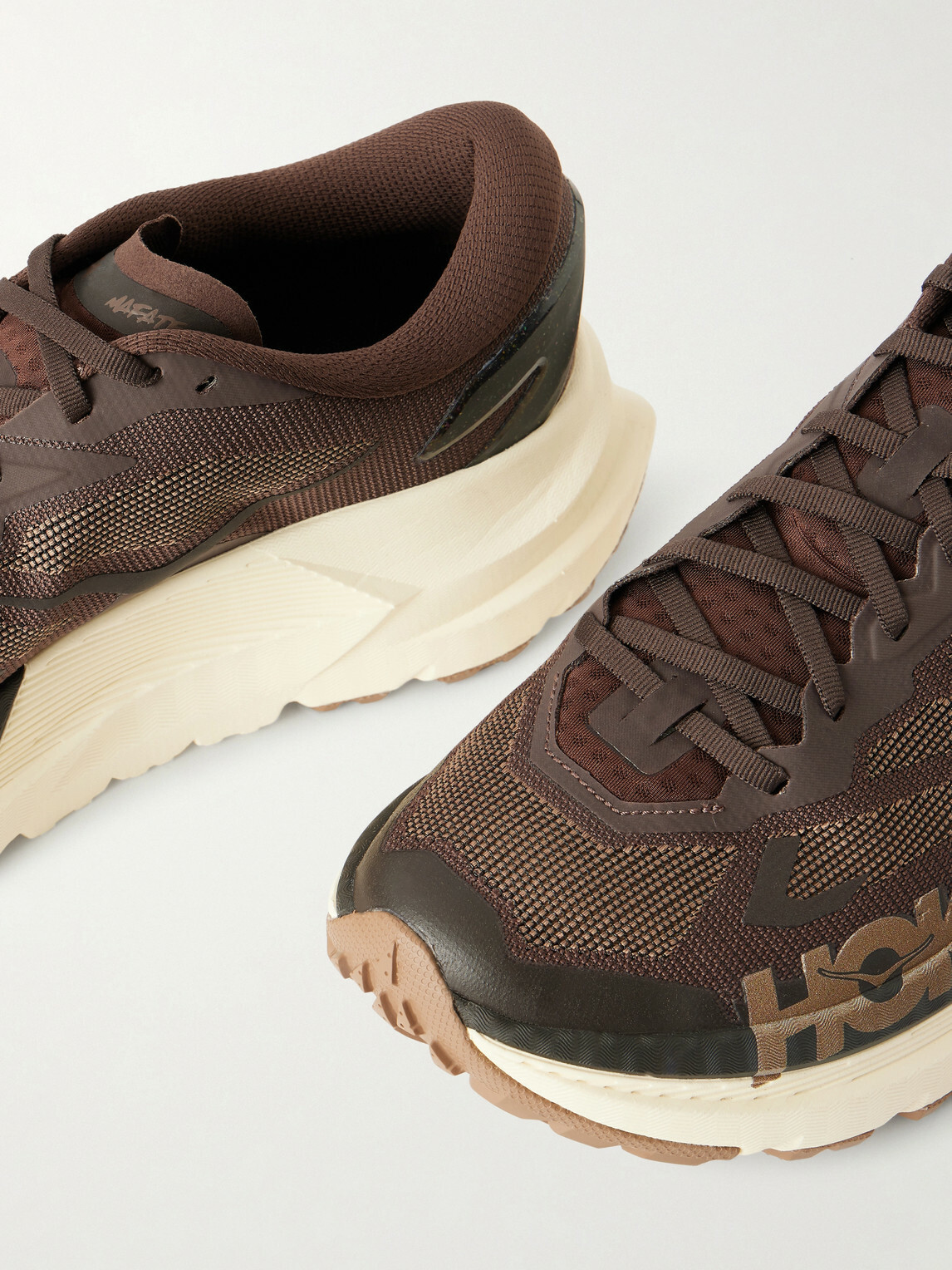 Hoka - Mafate X Rubber-Trimmed Mesh Trail Running Sneakers - Brown