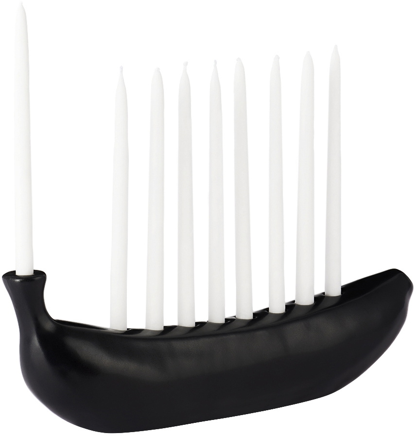 BKLYN CLAY SSENSE Exclusive Black E For Effort Edition Banorah Candle Holder Set