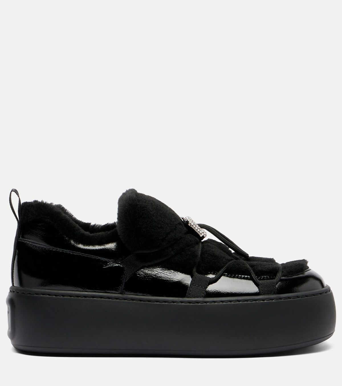 Roger Vivier Viv' Up shearling and patent leather sneakers