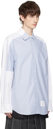 Thom Browne Blue & White Paneled Shirt