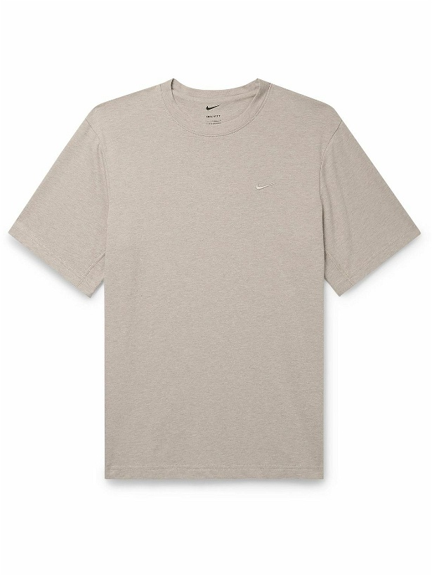 Photo: Nike Training - Primary Logo-Embroidered Cotton-Blend Dri-FIT T-Shirt - Neutrals