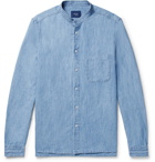Altea - Grandad-Collar Slub Cotton and Linen-Blend Chambray Shirt - Men - Blue