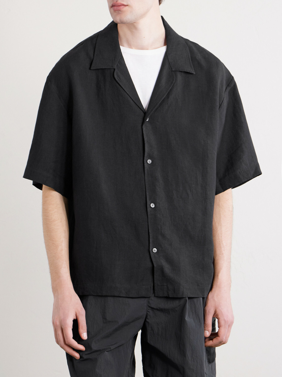 A Kind Of Guise - Samata Camp-Collar Linen Shirt - Black