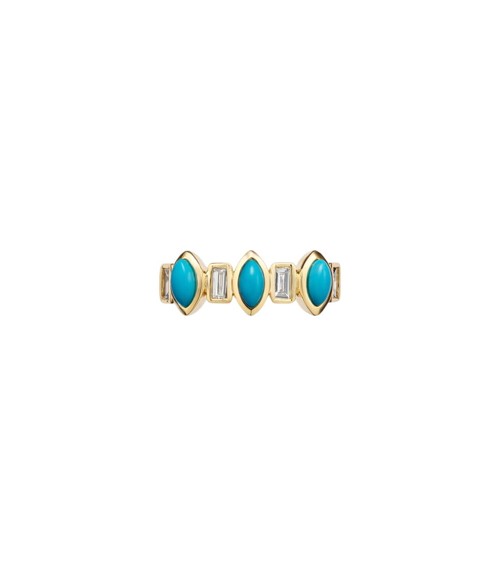 Photo: Shay Jewelry Riviera 18kt gold ear cuff with turquoise and diamonds