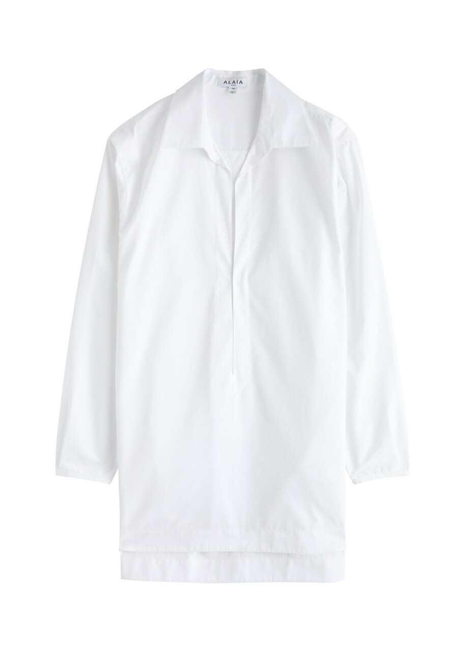 Alaïa Cotton-poplin Mini Tunic Dress White ALAÏA