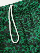 Throwing Fits - Straight-Leg Leopard-Print Mesh Shorts - Green