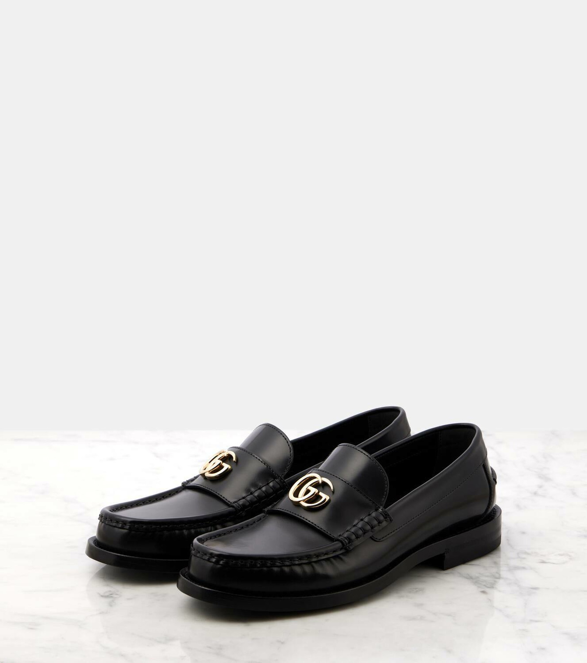 Original 1970\'s Gucci Seldom Seen DOUBLE GG LOGO Loafers 41M. Black. 1970s Gucci Classic Tricolore Horsebit Loafers — Wayward  main image 3