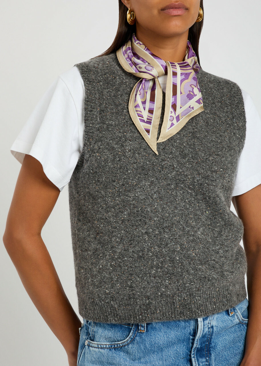 Coach Andrea Patterned Silk Triangle Scarf - Purple - One Size