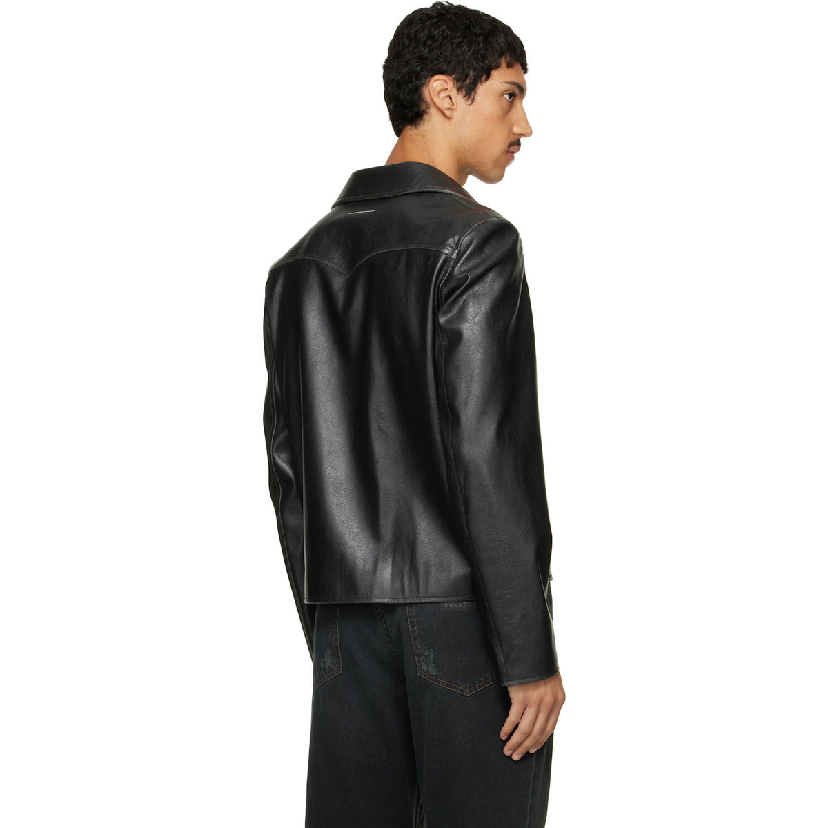 MM6 Maison Margiela Black Sports Faux-Leather Jacket
