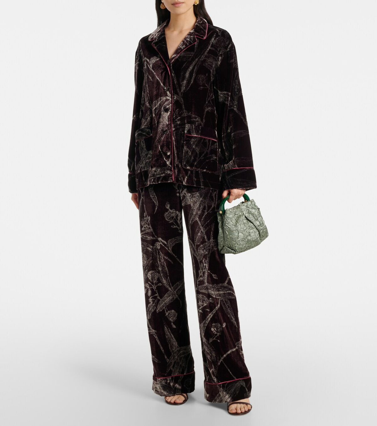 La DoubleJ Floral satin pajama pants