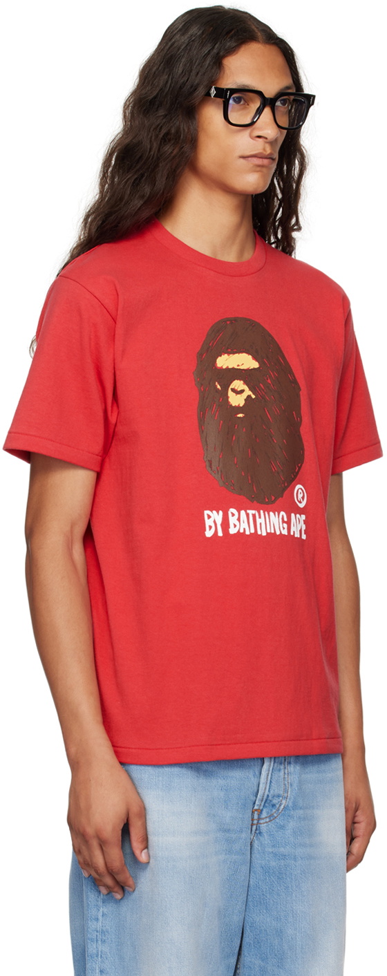 BAPE Red Hand Drawn 'By Bathing Ape' T-Shirt A Bathing Ape