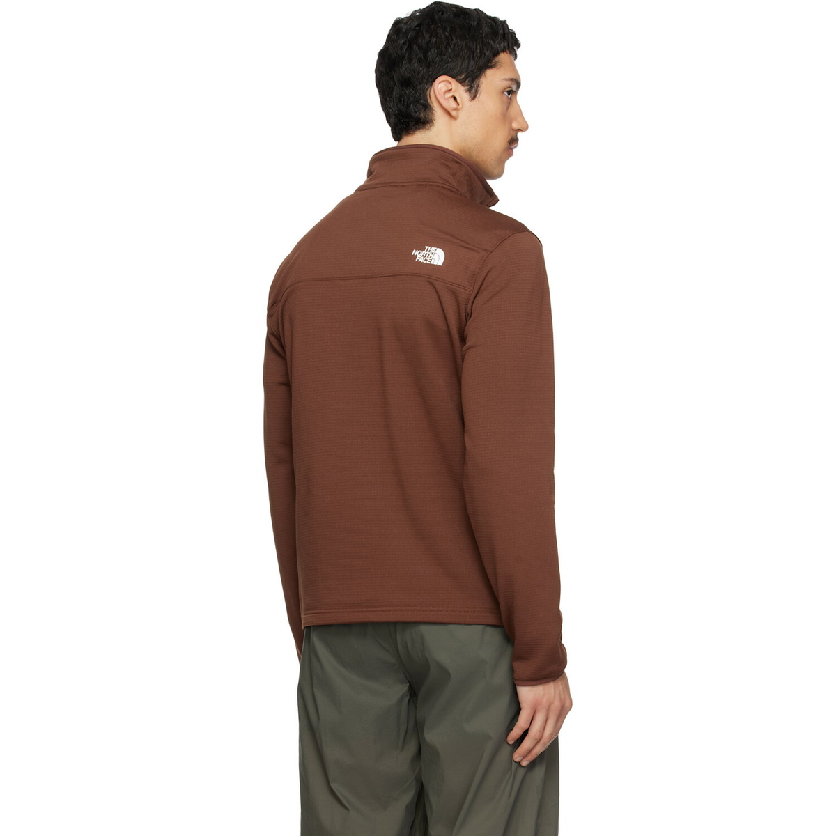 The North Face Brown Cedar Trail Grid Fleece Quarter-Zip Sweatshirt