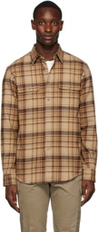 Ralph Lauren Purple Label Beige Flannel Cooper Plaid Shirt