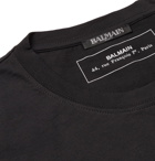 Balmain - Metallic Logo-Print Cotton-Jersey T-Shirt - Men - Black