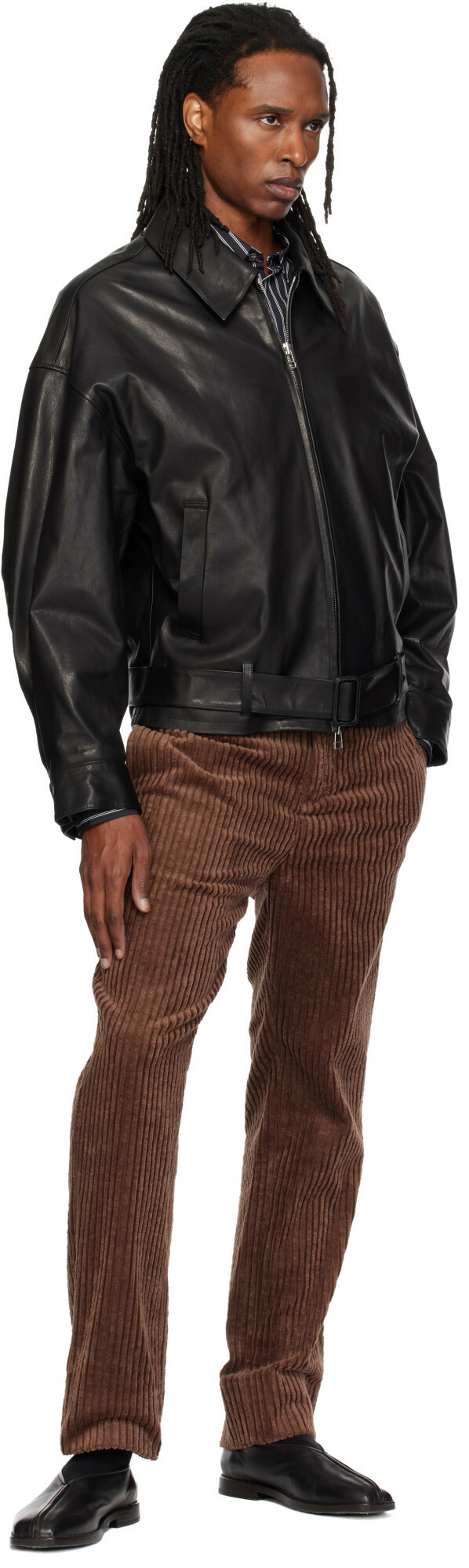 SOSHIOTSUKI Black Oiled Leather Blouson Jacket