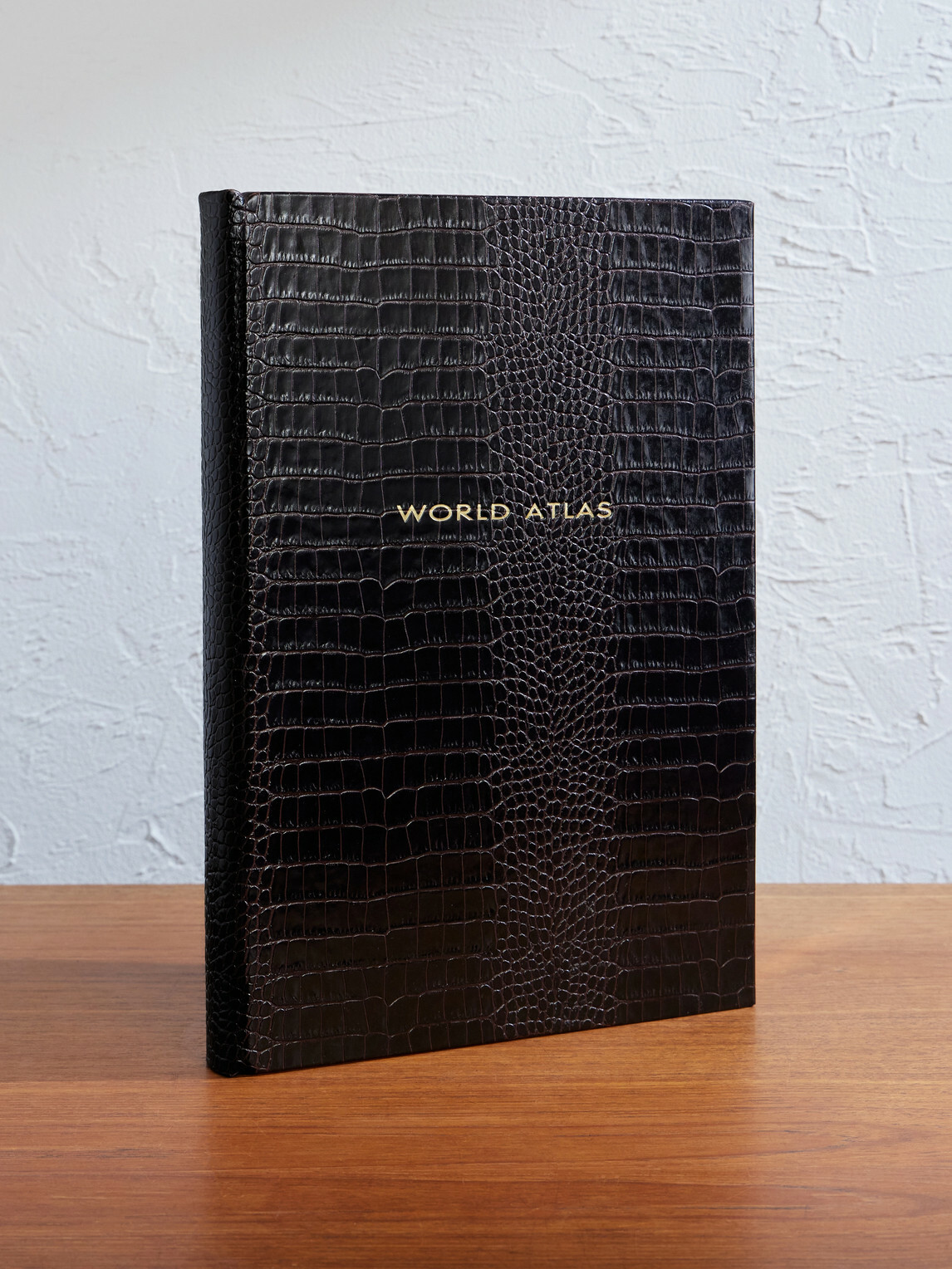 Smythson - Large Croc-Effect Leather World Atlas