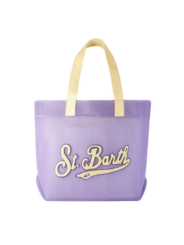 Photo: MC2 Saint Barth Mesh Purple Shopper Bag With Terry Patch | Melissa Satta Special Edition