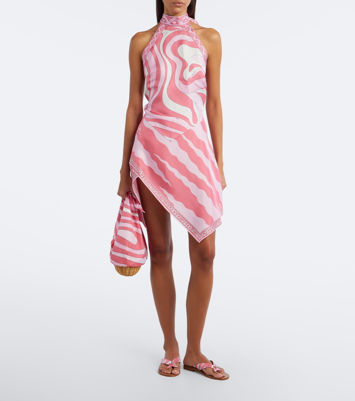Pucci Marmo halterneck silk twill scarf top