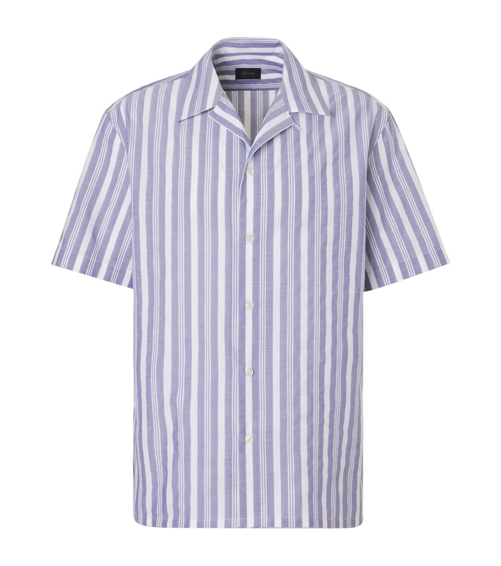 Photo: Brioni Striped cotton poplin bowling shirt