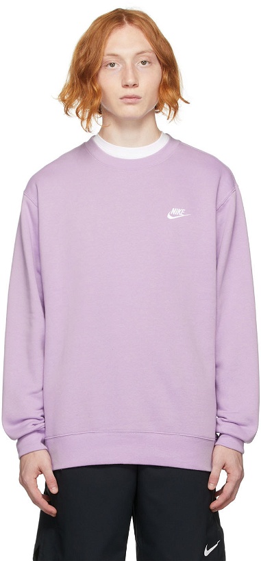 Photo: Nike Purple Fleece Sportswear Club Sweatshirt