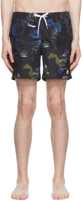 Photo: Bather Black Polyester Swim Shorts