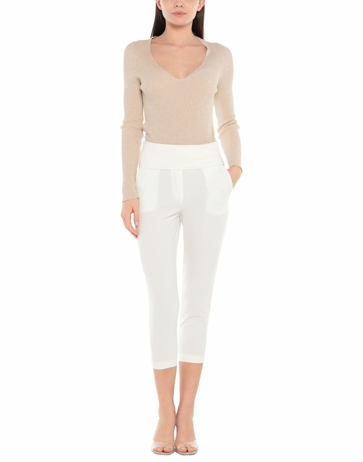Manila Grace Womens Pants Ivory