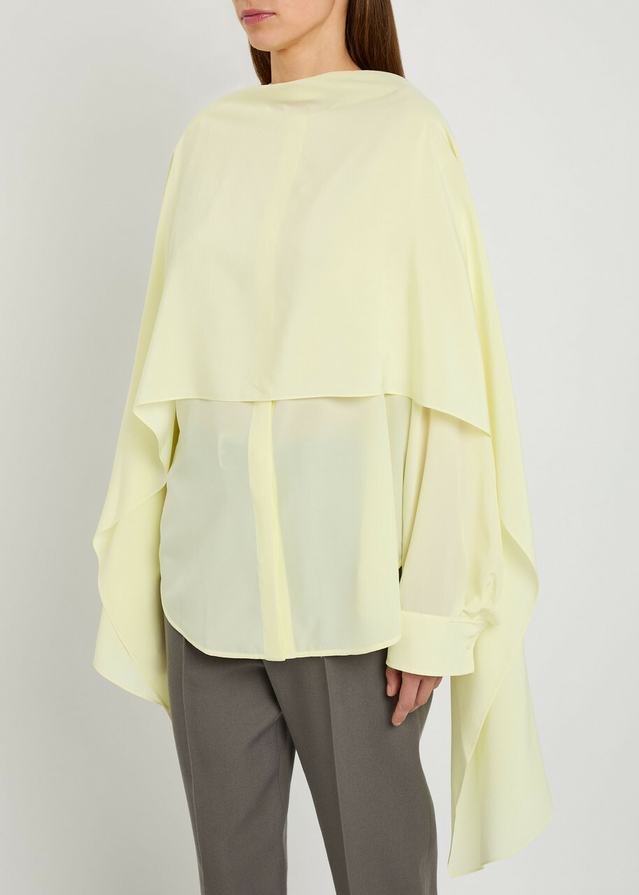 Calvin Klein Kiki Scarf-effect Silk-crepe Blouse Yellow Lemon