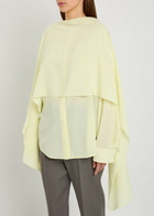 Calvin Klein Kiki Scarf-effect Silk-crepe Blouse Yellow Lemon