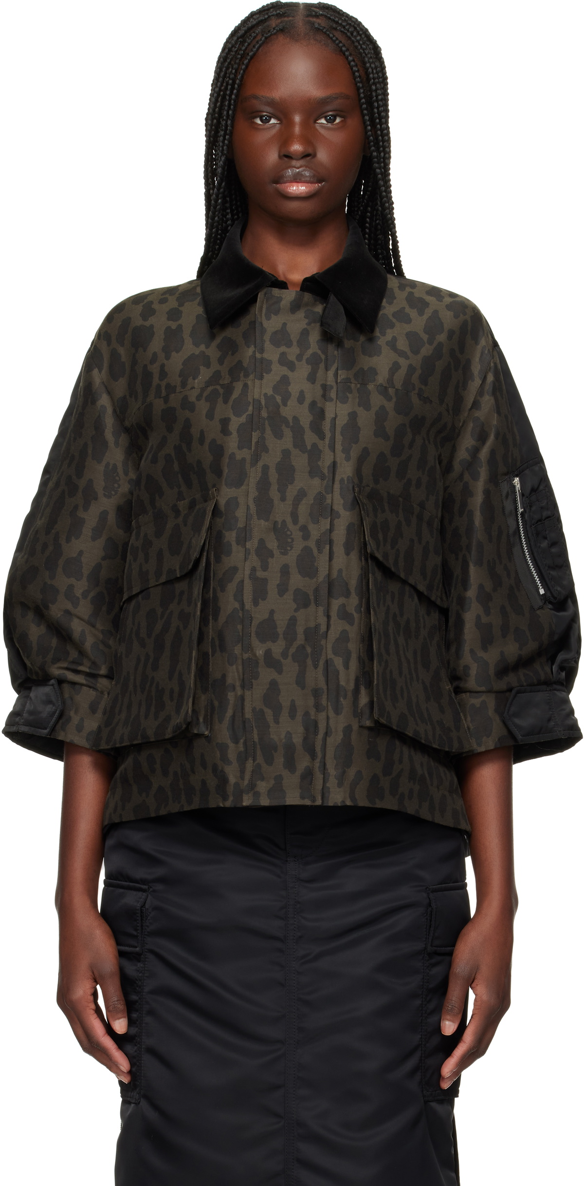 ジャケット Sacai Leopard Print x Nylon Twill Jacket sacai Brown Leopard Print & Nylon Twill Jacket Sacai