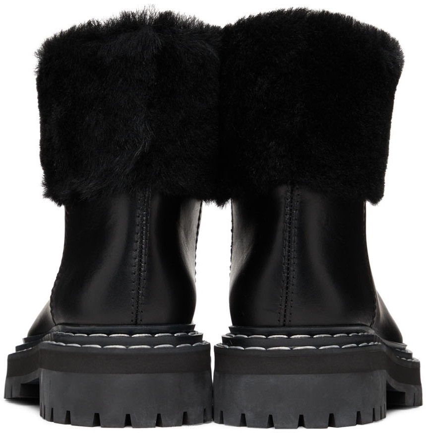 Proenza Schouler Black Shearling Lug Sole Ankle Boots Proenza Schouler