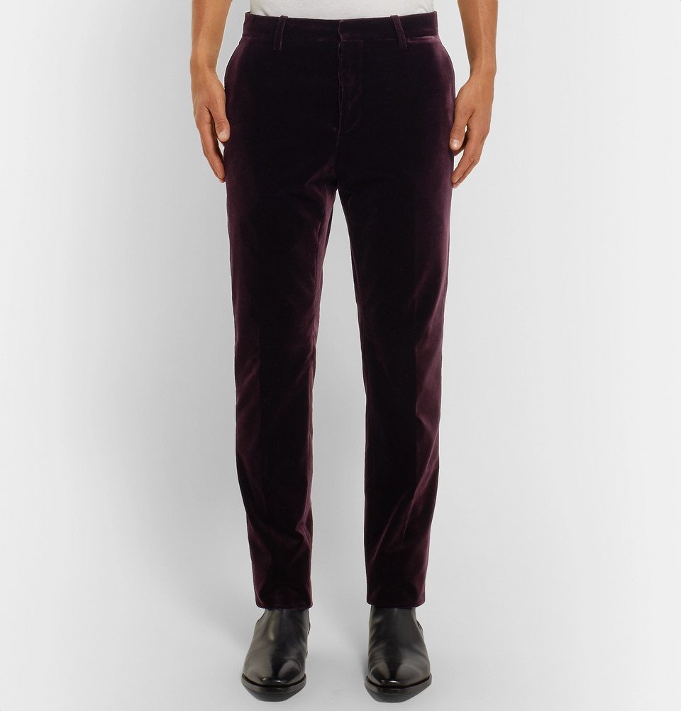 Stretch-cotton velvet straight-leg pants