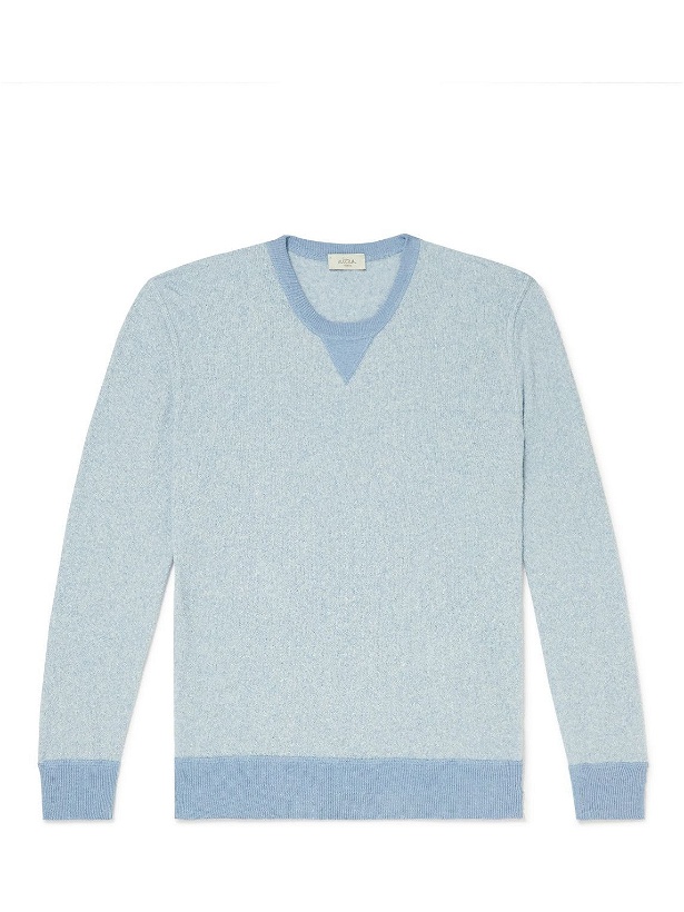 Photo: Altea - Cotton-Blend Bouclé Sweater - Blue