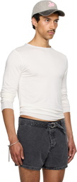 AARON ESH SSENSE Exclusive White Satin Trim Long Sleeve T-shirt