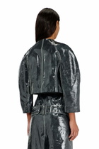 Diesel Patent-leather jacket with cocoon sleeves - Leather jackets Womens in Grey
