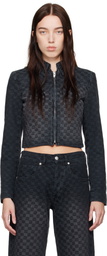 MISBHV Black Jacquard Monogram Denim Jacket